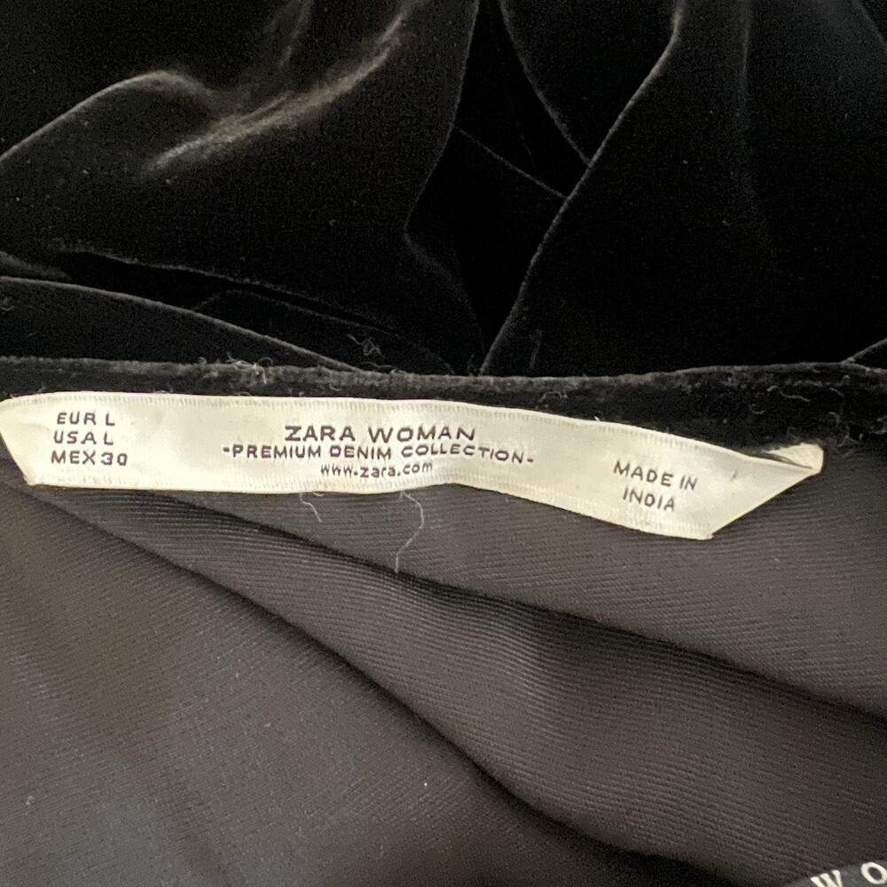Zara Woman Embroidered Velvet Tunic Kaftan Size Large Black Bohemian Long Sleeve - Picture 9 of 9